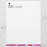 Minimalist Luxe Floral Logo with Pink Orchids Letterhead<br><div class="desc">A modern floral icon is placed above your name or business name on this personalized letterhead design. A sliver of patterned fuchsia orchid petals across the bottom adds a touch of color and sophistication. Please contact the designer if you need help with longer names or more complex type layouts. Logo...</div>