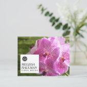 Minimalist Luxe Floral Logo with Pink Orchids Postcard (Standing Front)