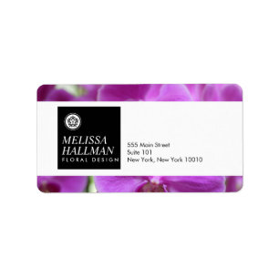 Minimalist Luxe Floral Logo with Purple Orchids Label