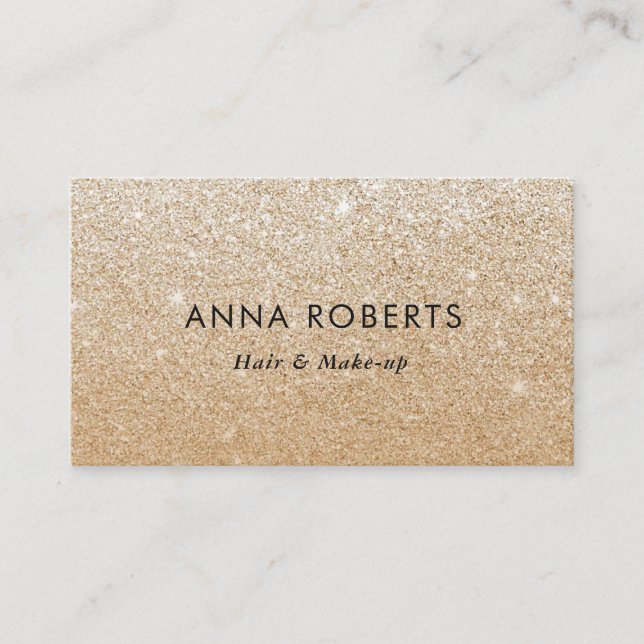 Minimalist Luxe Gold Glitter business card (Front)