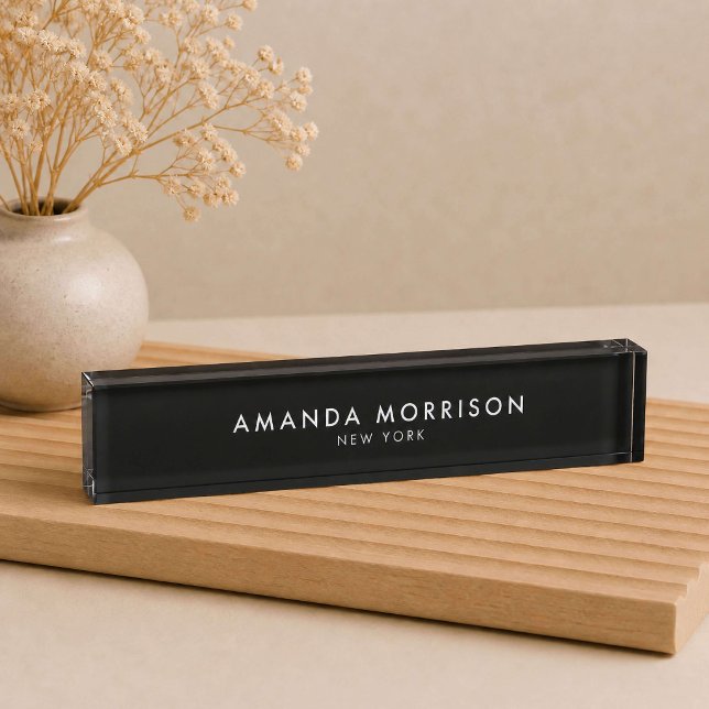 Minimalist Luxury Black Desk Name Plate (Creator Uploaded)