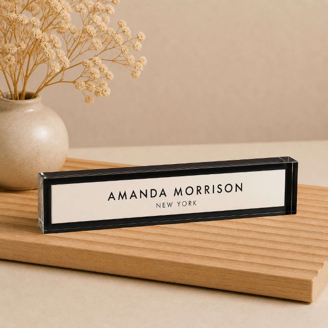 Minimalist Luxury Black/Ivory Desk Name Plate (Creator Uploaded)