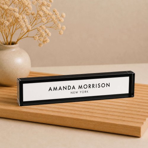 Minimalist Luxury Black/White Desk Name Plate