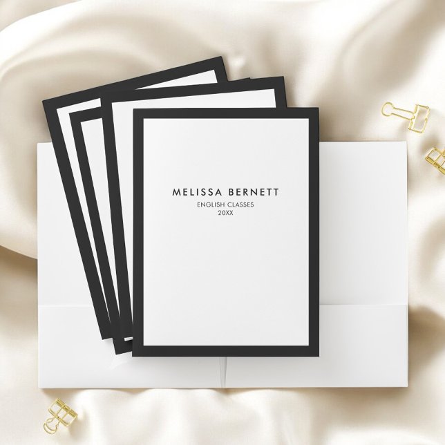Minimalist Luxury Black White Pocket Folder (Creator Uploaded)