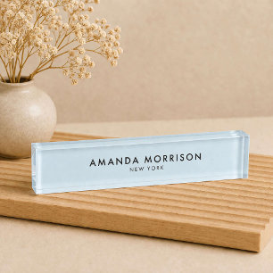 Minimalist Luxury Blue Desk Name Plate