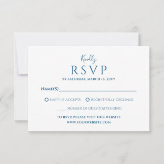 Minimalist Luxury Blue Wedding RSVP Card