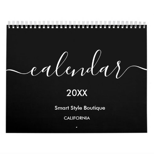 Minimalist Luxury Boutique Black and White Calendar