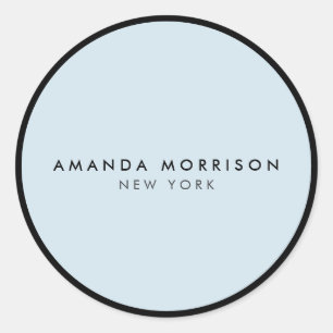 Minimalist Luxury Boutique Black/Blue Classic Round Sticker