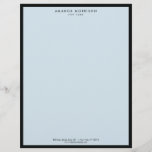 Minimalist Luxury Boutique Black/Blue Letterhead<br><div class="desc">An elegant and refined design elevates your name or business name through minimal and modern styling. The thin black border is grounded on a blue background to give a calm feel to this classic letterhead design template. © 1201AM CREATIVE</div>