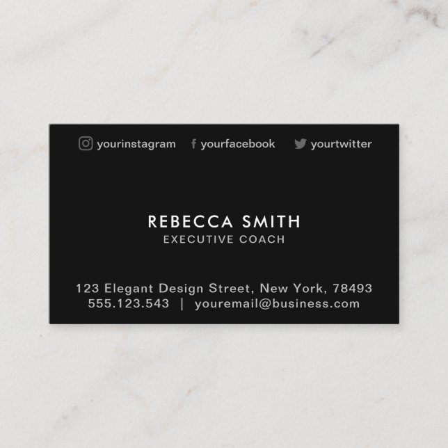 Minimalist Luxury Boutique Black Business Card (Front)