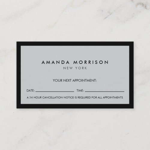 Minimalist Luxury Boutique BlackGray Appointment Business Card