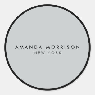 Minimalist Luxury Boutique Black/Gray Classic Round Sticker