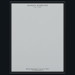 Minimalist Luxury Boutique Black/Gray Letterhead<br><div class="desc">An elegant and refined design elevates your name or business name through minimal and modern styling. The thin black border is grounded on a gray background to give a distinguished feel to this classic letterhead design template. © 1201AM CREATIVE</div>