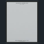 Minimalist Luxury Boutique Black/Gray Letterhead<br><div class="desc">An elegant and refined design elevates your name or business name through minimal and modern styling. The thin black border is grounded on a gray background to give a distinguished feel to this classic letterhead design template. © 1201AM CREATIVE</div>