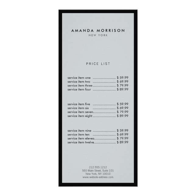 Minimalist Luxury Boutique Black/Gray Rack Card (Front)