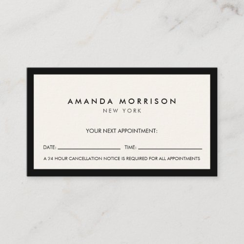 Minimalist Luxury Boutique BlackIvory Appointment Business Card