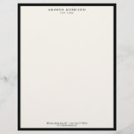 Minimalist Luxury Boutique Black/Ivory Letterhead<br><div class="desc">Coordinates with the Minimalist Luxury Boutique Black/Ivory Business Card Template by 1201AM. An elegant and refined design elevates your name or business name through minimal and modern styling. The thin black border is grounded on an ivory background to give a luxury feel to this classic letterhead design template. © 1201AM CREATIVE...</div>