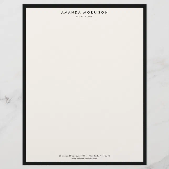 Minimalist Luxury Boutique Black Ivory Letterhead 