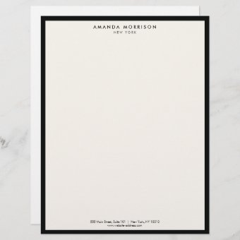 Minimalist Luxury Boutique Black/Ivory Letterhead | Zazzle