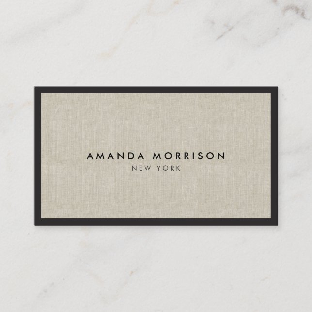 Minimalist Luxury Boutique Black/Linen Business Card (Front)