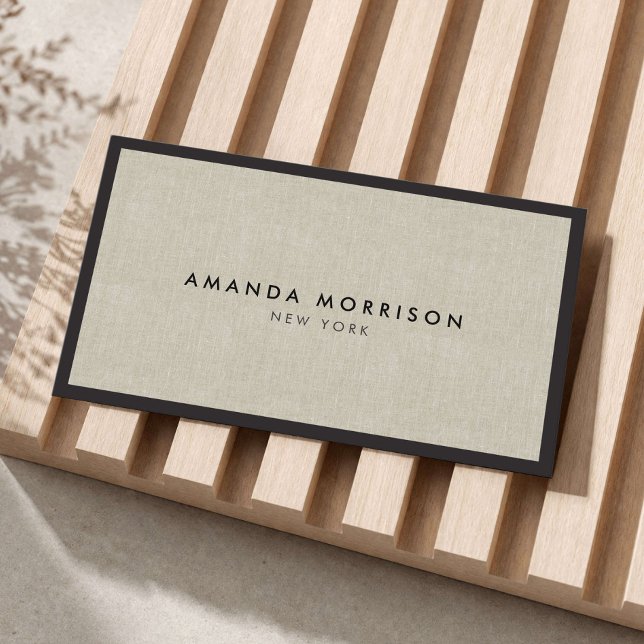 Minimalist Luxury Boutique Black/Linen Business Card (Creator Uploaded)