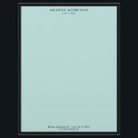 Minimalist Luxury Boutique Black/Mint Letterhead<br><div class="desc">An elegant and refined design elevates your name or business name through minimal and modern styling. The thin black border is grounded on a mint blue/green background to give a luxe feel to this classic letterhead design template. © 1201AM CREATIVE</div>