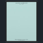 Minimalist Luxury Boutique Black/Mint Letterhead<br><div class="desc">An elegant and refined design elevates your name or business name through minimal and modern styling. The thin black border is grounded on a mint blue/green background to give a luxe feel to this classic letterhead design template. © 1201AM CREATIVE</div>