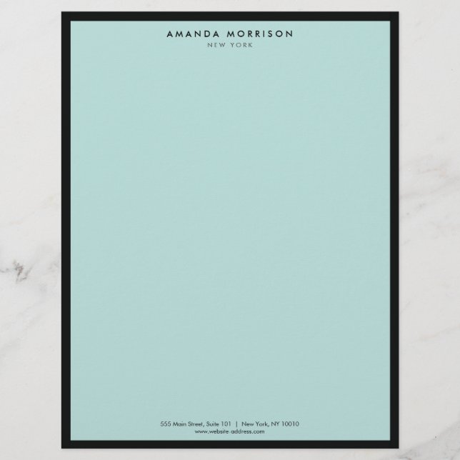 Minimalist Luxury Boutique Black/Mint Letterhead (Front)