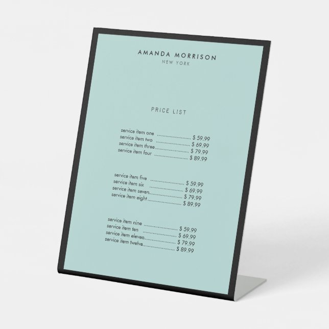 Minimalist Luxury Boutique Black/Mint Pedestal Sign (Front)