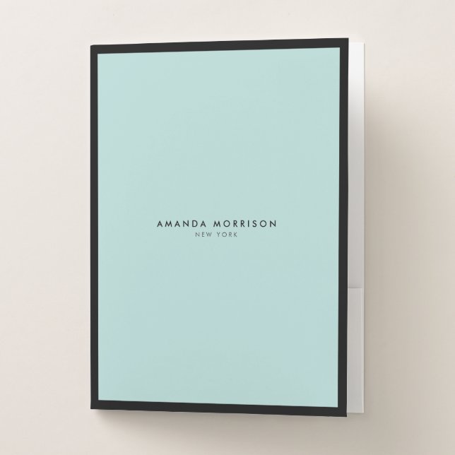 Minimalist Luxury Boutique Black/Mint Pocket Folder (Front)