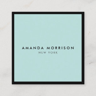Minimalist Luxury Boutique Black/Mint Square Business Card