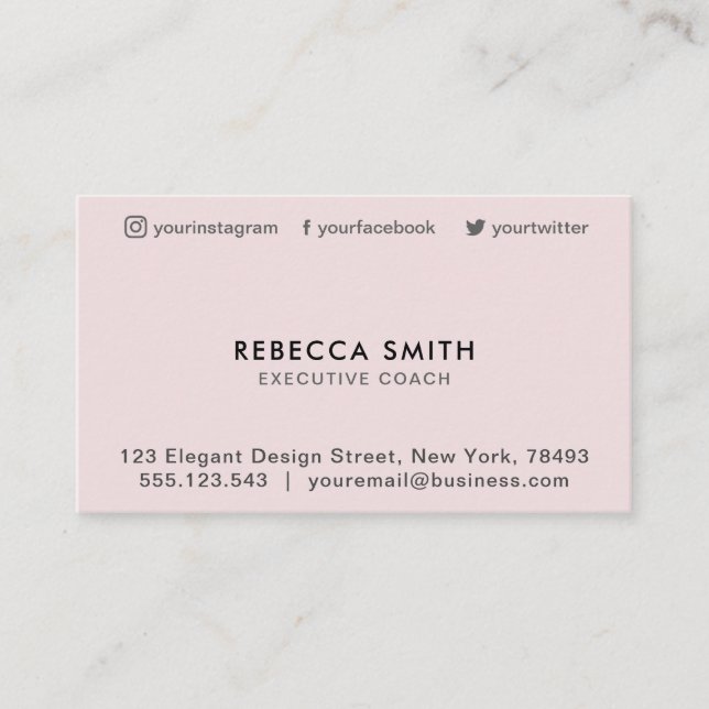 Minimalist Luxury Boutique Black/Pastel Pink Business Card (Front)