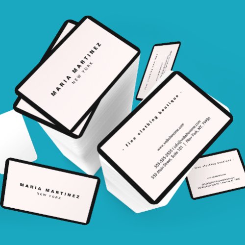 Minimalist Luxury Boutique BlackPastel Pink Business Card