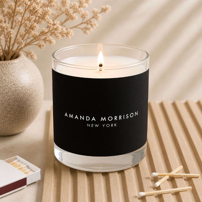 Minimalist Luxury Boutique Black Personalized Scented Candle (Creator Uploaded)
