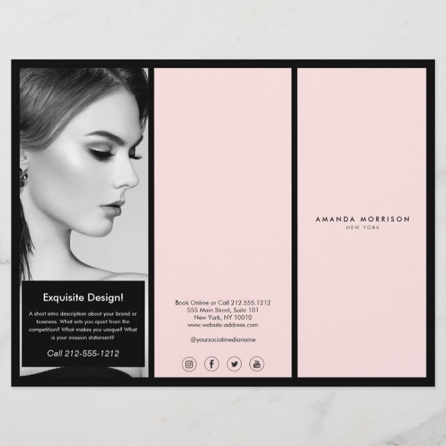 Minimalist Luxury Boutique Black/Pink Brochure Flyer (Front)