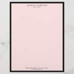 Minimalist Luxury Boutique Black/Pink Letterhead<br><div class="desc">An elegant and refined design elevates your name or business name through minimal and modern styling. The thin black border is grounded on a pink background to give a luxury feel to this classic letterhead design template. © 1201AM CREATIVE</div>