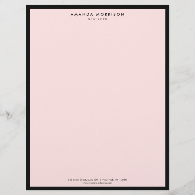Minimalist Luxury Boutique Black/Pink Letterhead (Front)