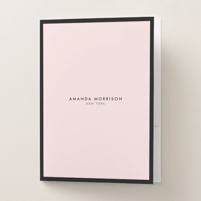 Minimalist Luxury Boutique Black/Pink Pocket Folder (Front)