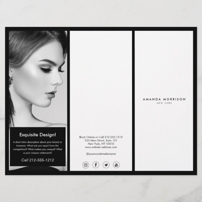 Minimalist Luxury Boutique Black/White Brochure Flyer (Front)