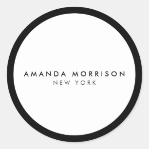 Minimalist Luxury Boutique Black/White Classic Round Sticker
