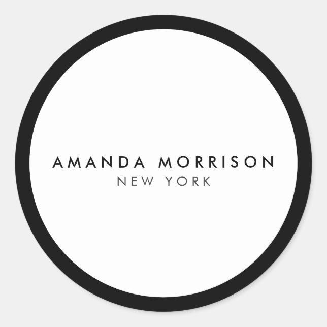 Minimalist Luxury Boutique Black/White Classic Round Sticker (Front)