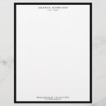 Minimalist Luxury Boutique Black/White Letterhead<br><div class="desc">An elegant and refined design elevates your name or business name through minimal and modern styling. The thin black border is grounded on a white background to give a luxury feel to this classic letterhead design template. © 1201AM CREATIVE</div>