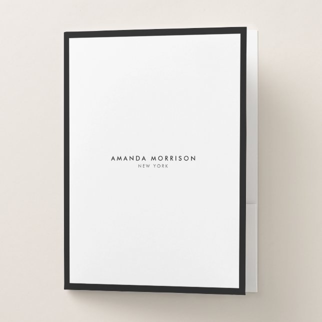 Minimalist Luxury Boutique Black/White Pocket Folder (Front)