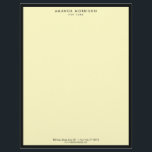 Minimalist Luxury Boutique Black/Yellow Letterhead<br><div class="desc">An elegant and refined design elevates your name or business name through minimal and modern styling. The thin black border is grounded on a yellow background to give a fresh feel to this classic letterhead design template. © 1201AM CREATIVE</div>