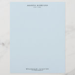 Minimalist Luxury Boutique Blue Letterhead<br><div class="desc">An elegant and refined design elevates your name or business name through minimal and modern styling. The pastel blue background provides a calm aesthetic to this classic letterhead design. © 1201AM Design Studio | www.1201am.com</div>
