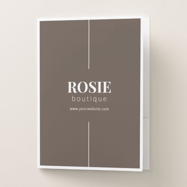 Minimalist Luxury Boutique Brown/White Pocket Folder (Front)