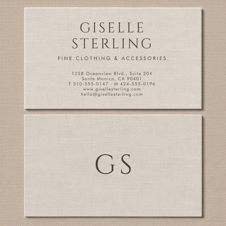 Minimalist Luxury Boutique Clothing Faux Linen Business Card