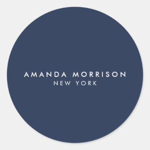 Minimalist Luxury Boutique Dark Navy Blue Classic Round Sticker