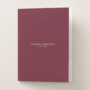 Minimalist Luxury Boutique Deep Burgundy Red Pocket Folder