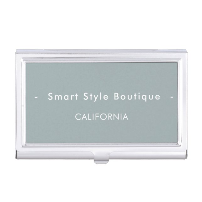 Minimalist Luxury Boutique Dusty Blue Business Card Case (Front)